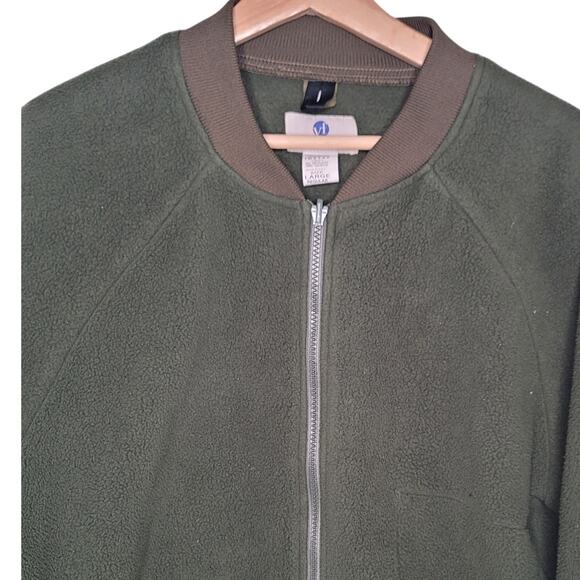 VF Imagewear Mens L Fleece Lined Full Zipper Bomber Jacket Army Border USA - Picture 2 of 5